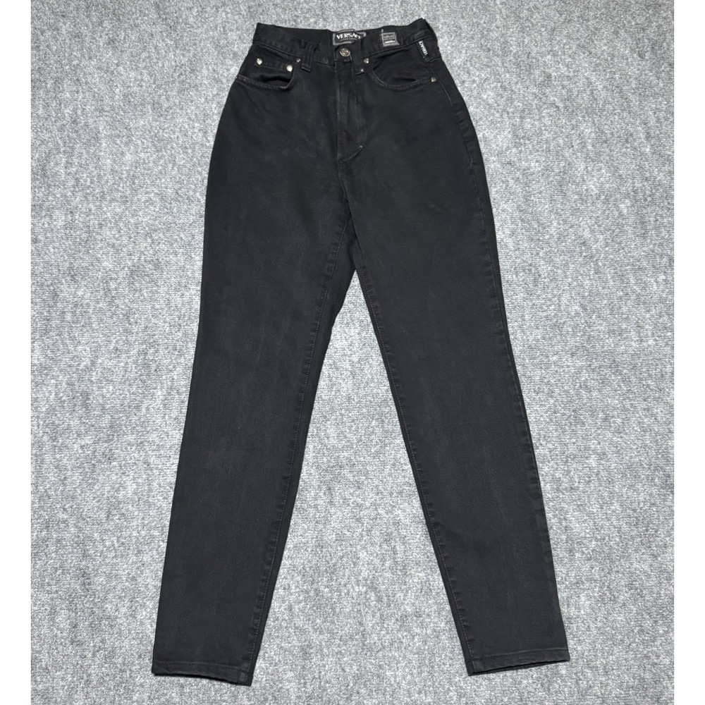 Versace Jeans Couture ITALY Slim Size 22x28.5 Black Denim Vintage Designer Pants